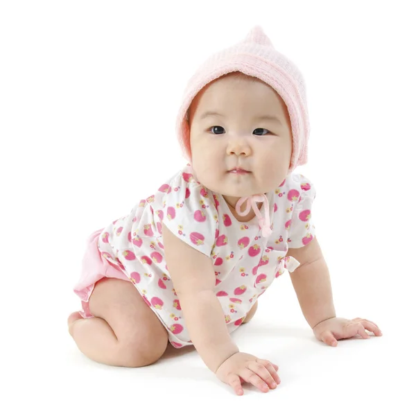 Portrait of Asian baby girl crawling — Stock Photo, Image