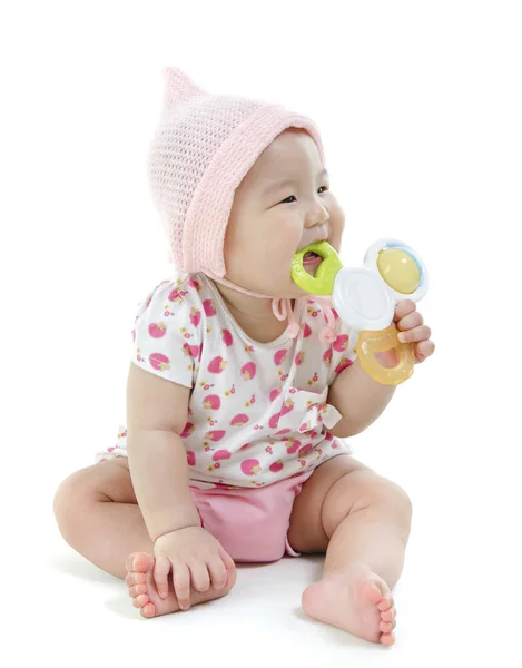 Asiático bebê menina dentição — Fotografia de Stock