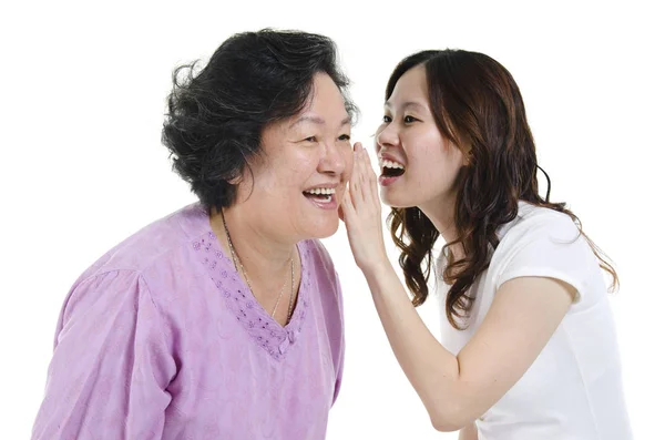 Mother and daughter telling secret — Stock Photo, Image