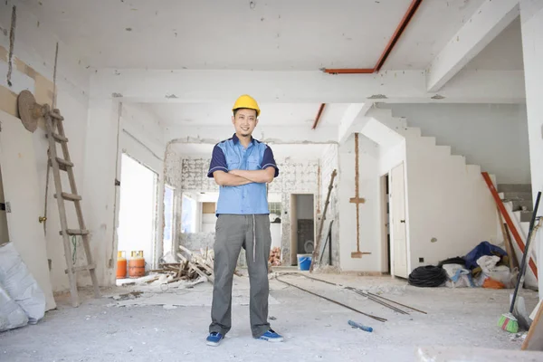 Bauarbeiter auf der Baustelle — Stockfoto