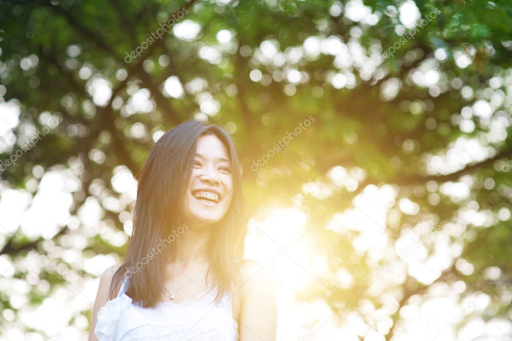 Asian woman outdoor portrait