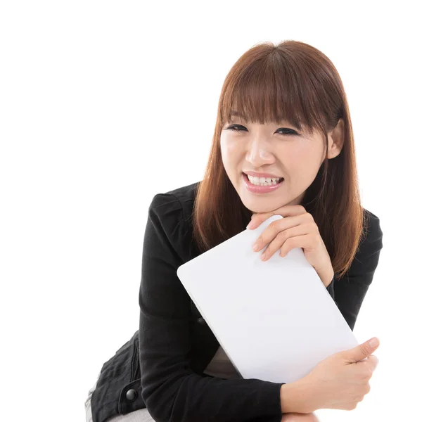 Chica con tableta de ordenador . — Foto de Stock