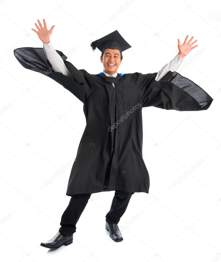 University student graduation jumping