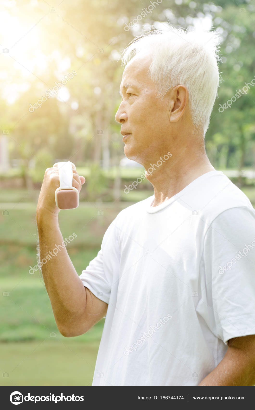Asian Old People Workout Outdoor Stock Photo C Szefei 166744174