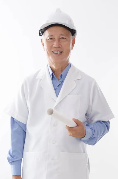 Asian senior architect smiling — Stock Photo, Image