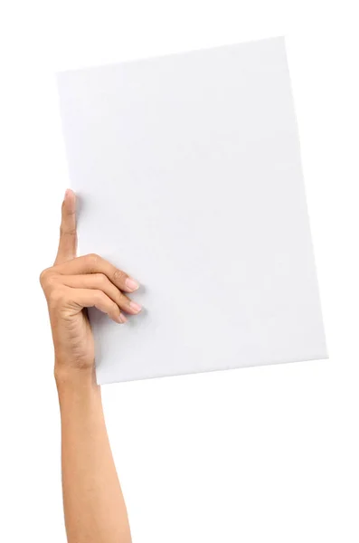 Ruka držící bílou kartu — Stock fotografie