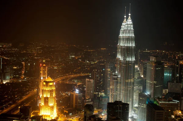 Top View Kuala Lumpur panoráma města v noci — Stock fotografie