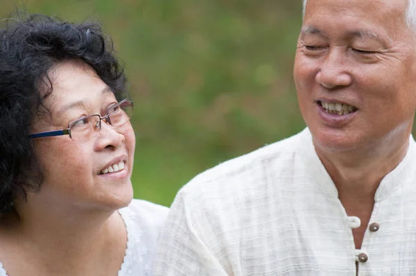 Anziani coppia asiatica ritratto all'aperto . — Foto Stock