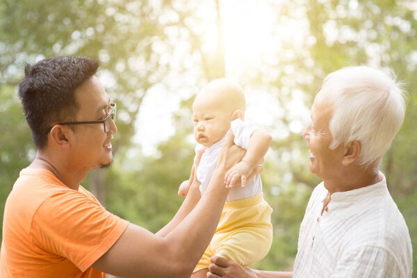 Asian grandfather, father and grandchild.