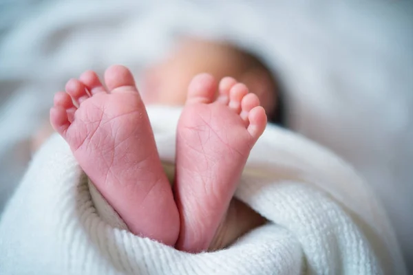 갓 태어난 아기의 발 이 가까이 있다 — 스톡 사진