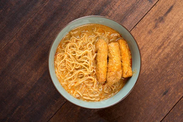 Top view Curry Laksa Noodles cuisine — Stock Photo, Image