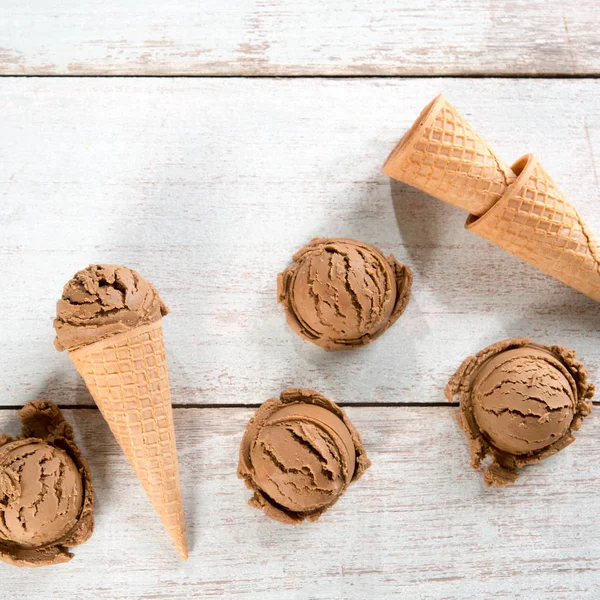 Felülnézet csokoládé fagylalt — Stock Fotó