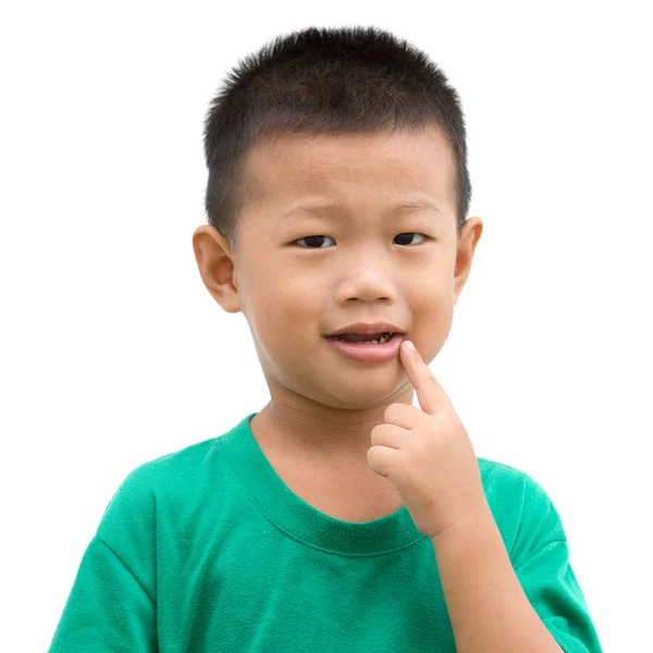 Asiatiska barn pekar mun — Stockfoto