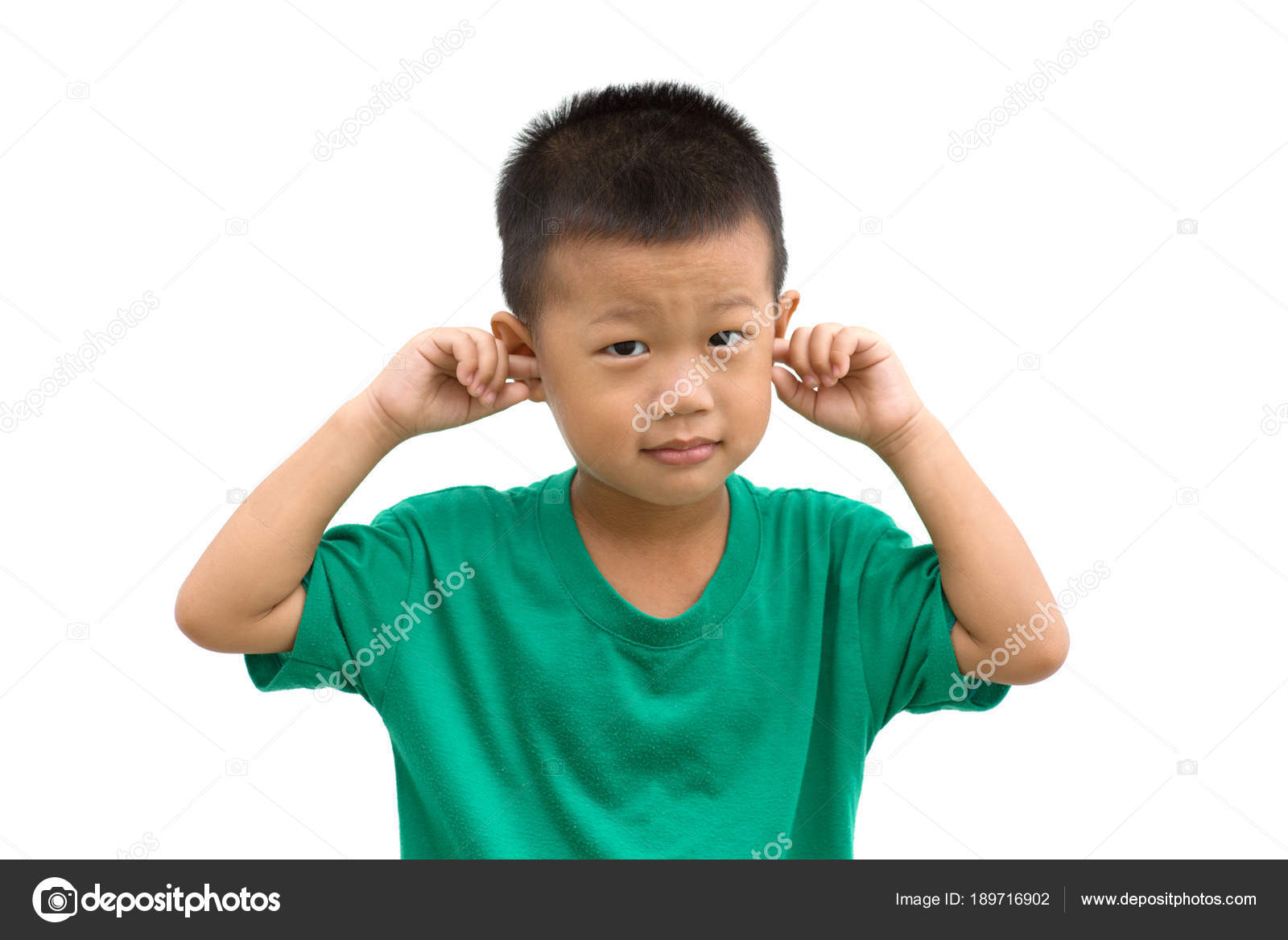 Asian boy covered his ears Stock Photo by ©szefei 189716902