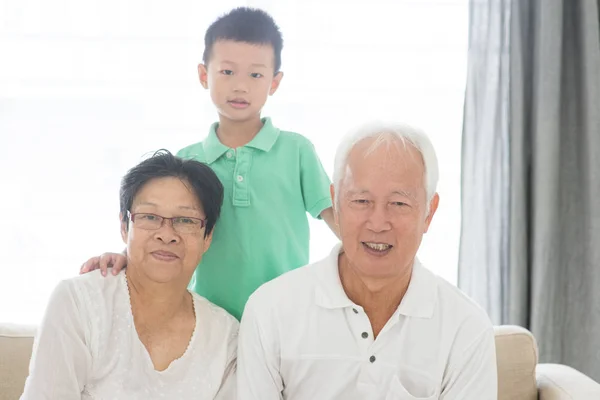 Asiatische Großeltern und Enkel — Stockfoto