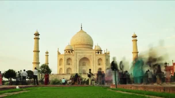 Timelapse Actividad Turística Dentro Taj Mahal Agra India — Vídeos de Stock