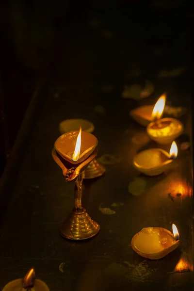 Дивали Масляная Лампа Индийском Храме — стоковое фото