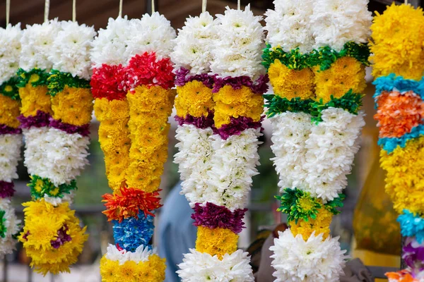 Guirlandes Fleurs Colorées Indiennes Vendre Pendant Festival Diwali — Photo