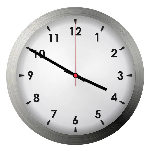 Аналоговий Металевий Настінний Годинник Ізольований Білому Тлі — стокове фото