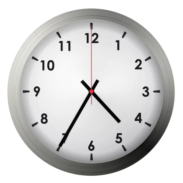 Analog Metal Wall Clock Isolated White Background — Stock Photo, Image