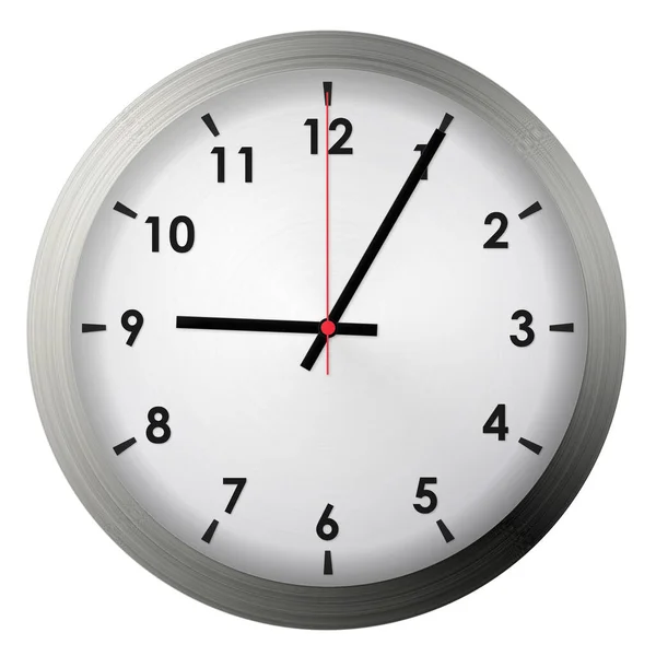 Analog Metal Wall Clock Isolated White Background — Stock Photo, Image