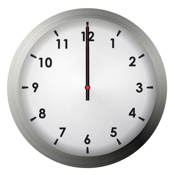 Аналоговий Металевий Настінний Годинник Ізольований Білому Тлі — стокове фото