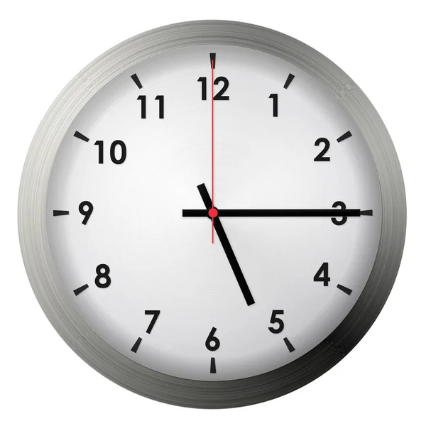 Analog Metal Wall Clock Isolated White Background — Stock Photo, Image