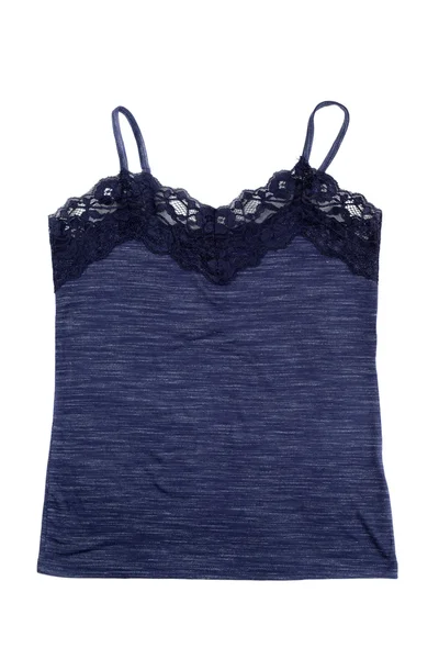 T-shirt da donna blu con pizzo — Foto Stock