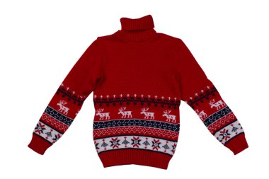 Kırmızı örgü kazak arka plan ile geleneksel tasarım