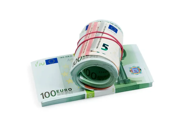 Euro geld stapel geïsoleerd op witte achtergrond — Stockfoto