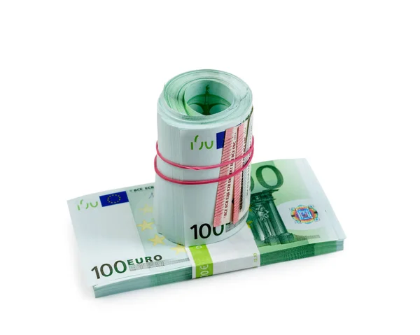 Banknoty euro na biały izolat — Zdjęcie stockowe