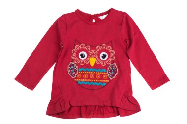 Çocuk ceket ile desen baykuş. Stüdyo. Beyaz izole.