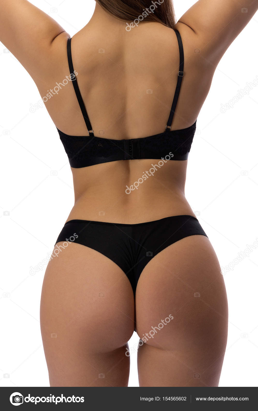 Girl in black underwear. View from the back Stock Photo by ©Ruslan 154565602