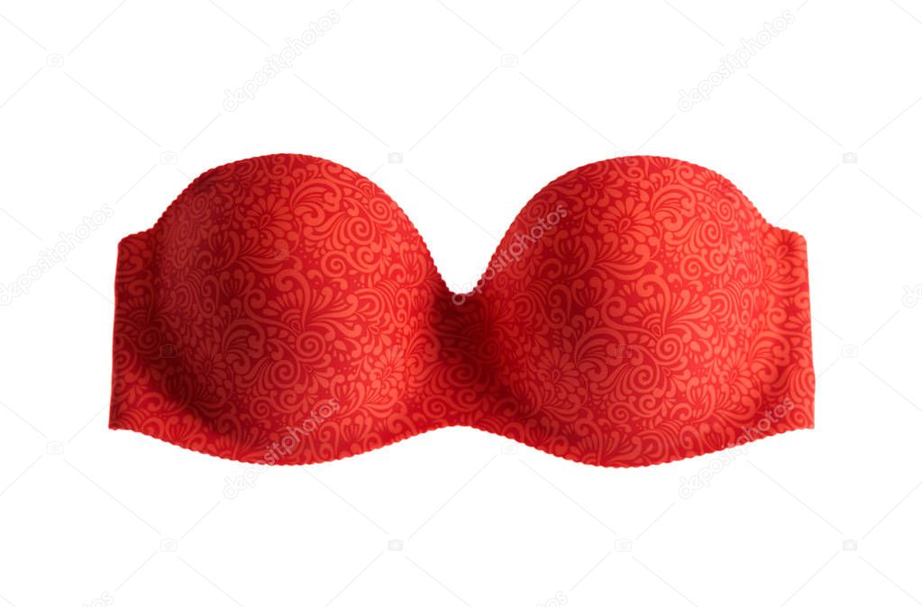 Red bra with pattern. Studio