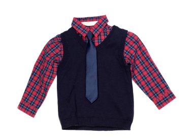 Ekose gömlek kravat, bir yelek ile izole