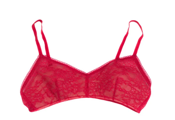 Red lace bra isolated on white — Stock Photo, Image