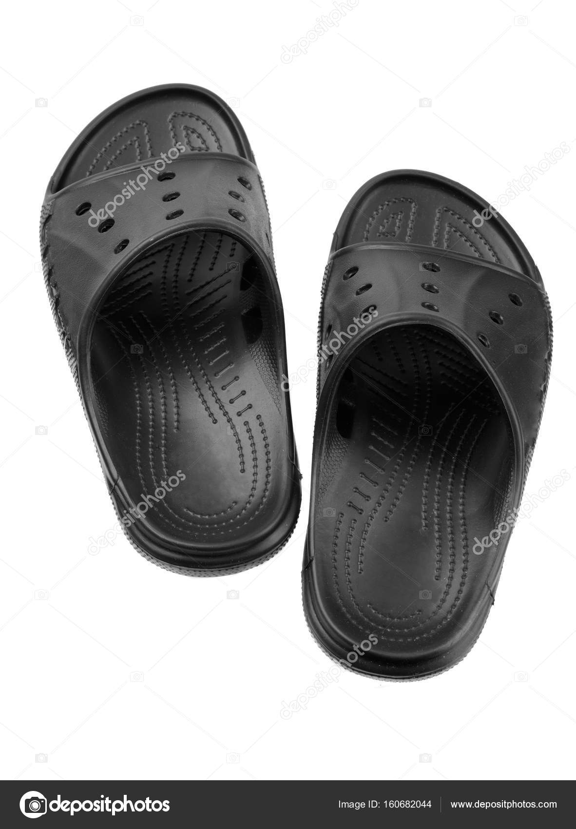 black rubber slippers