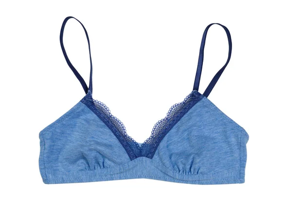 Blue cotton bra, isolate — Stock Photo, Image