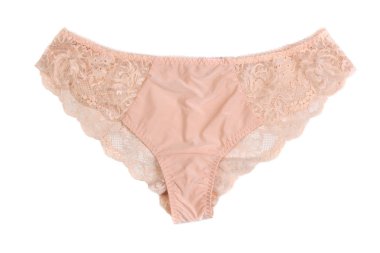 Çiçek desenli krem dantel külot. İzole 