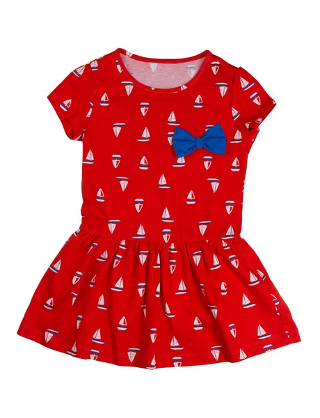 Baby red dress. Isolate — Stock Photo, Image