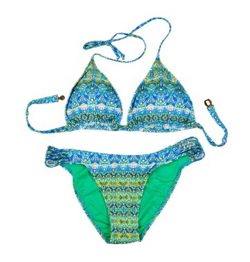 Renkli şık kadınlar mayo. Beyaz izole