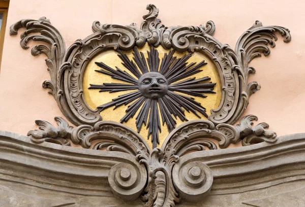 Face-sun, decoration of the facade — Stock Photo, Image