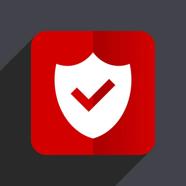 Icône vectorielle web design plat Shield. Panneau carré rouge sur fond gris en eps 10 . — Image vectorielle