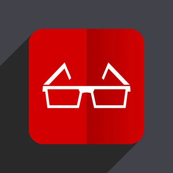 3D brýle plochý design webové vektorové ikony. Červený čtvereček znak na šedém pozadí v eps 10. — Stockový vektor
