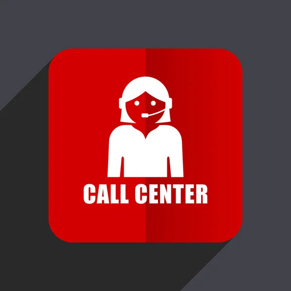 Call Center flache Design Web-Vektor-Symbol. rotes quadratisches Zeichen auf grauem Hintergrund in Folge 10. — Stockvektor