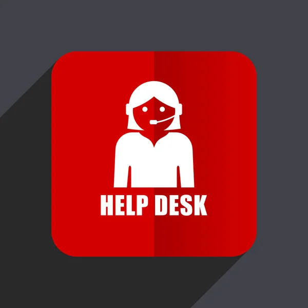 Helpdesk flaches Design Web-Vektor-Symbol. rotes quadratisches Zeichen auf grauem Hintergrund in Folge 10. — Stockvektor