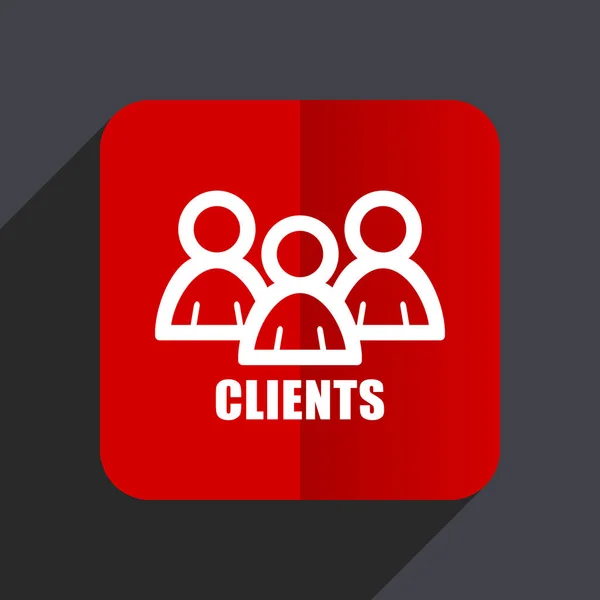 Icona vettoriale web design piatto dei clienti. Segno quadrato rosso su sfondo grigio in eps 10 . — Vettoriale Stock