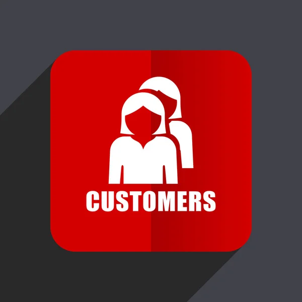 Kunden flache Design Web-Vektor-Symbol. rotes quadratisches Zeichen auf grauem Hintergrund in Folge 10. — Stockvektor