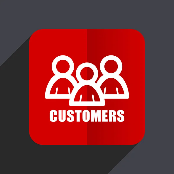 Kunden flache Design Web-Vektor-Symbol. rotes quadratisches Zeichen auf grauem Hintergrund in Folge 10. — Stockvektor