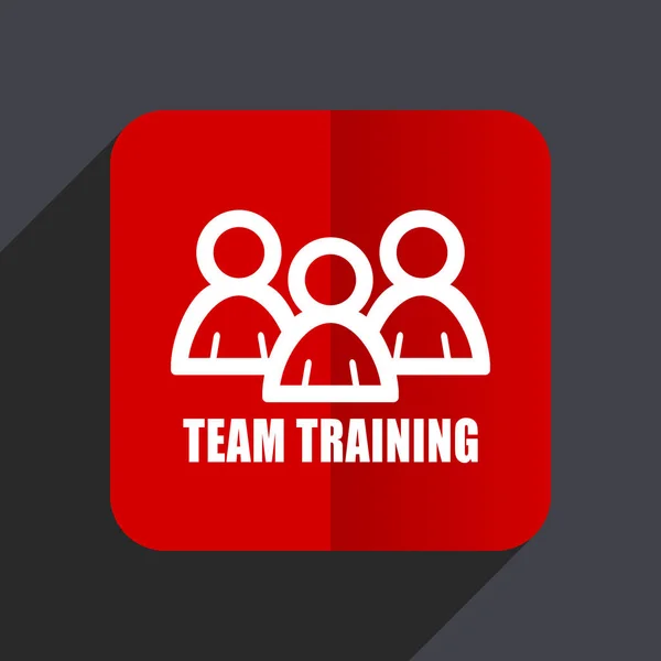 Icona vettoriale web design piatto di allenamento di squadra. Segno quadrato rosso su sfondo grigio in eps 10 . — Vettoriale Stock